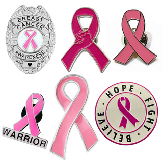 Benutzerdefinierte Logo rosa Bandes Brustkrebsbewusstsein Revers Pin